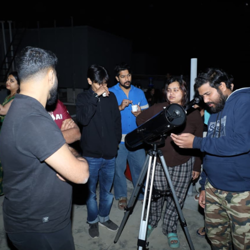 Moon observation through telescope