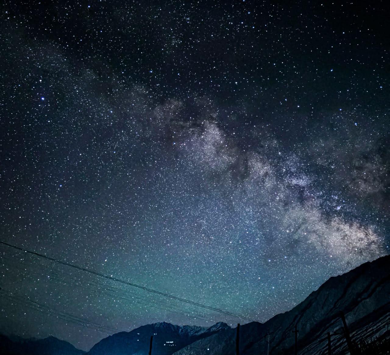 Wide Milky Way panorama over the Ladakh mountains from a dark sky site
