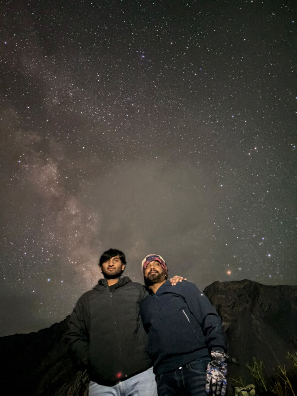 Two friends watching the Milky Way on a Ladakh stargazing night